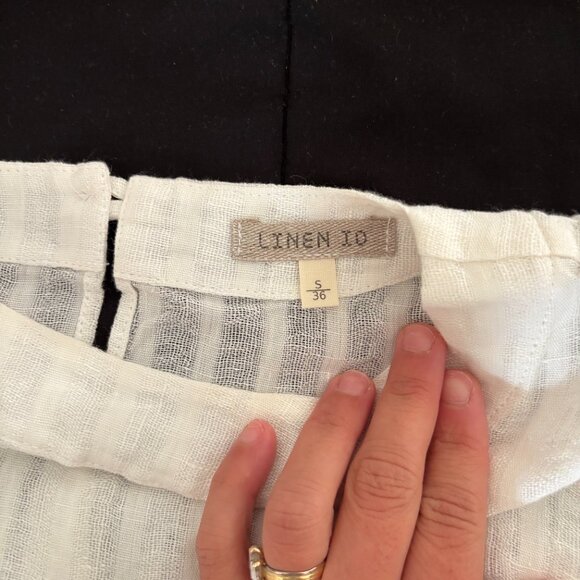 Like New Lightweight Linen Top - Size S, White Stripes - Picture 9 of 9